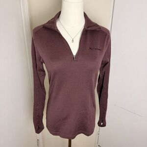 Macpac Womens Plum 100%Merino Wool Sz UK8/ US 4 Pullover 1/4zip